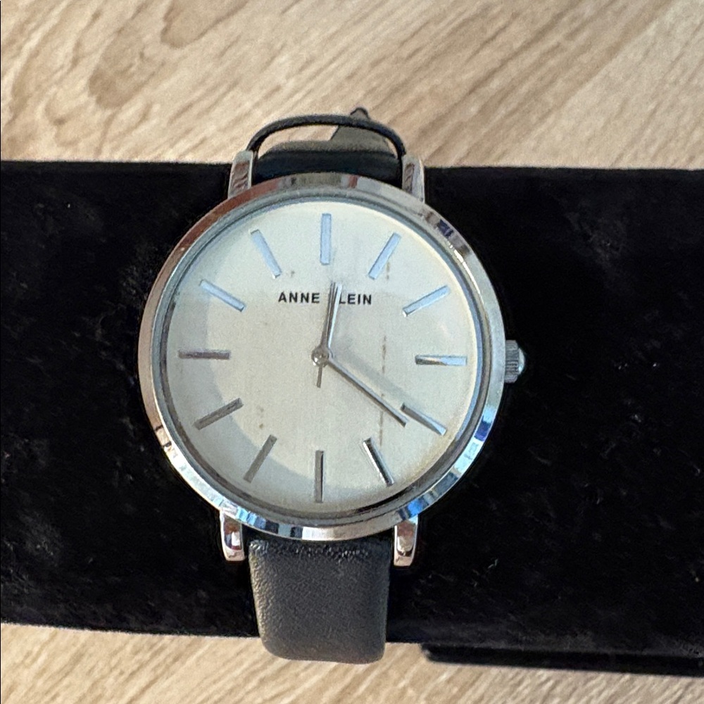 Anne Klein Silver Black Minimalist watch